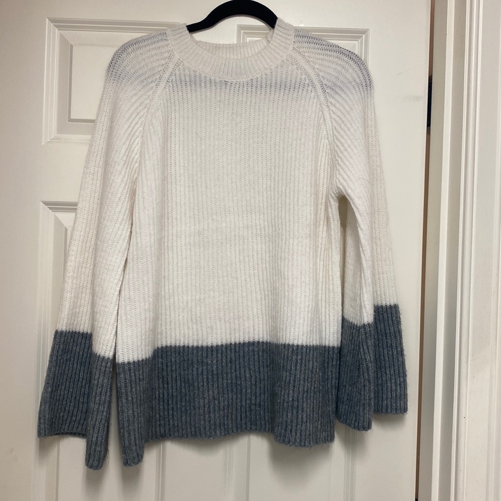 Gray and white sweater